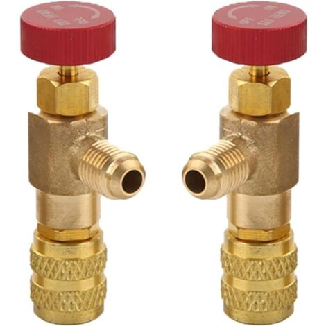 2 Pièces Soupape de Sécurité Liquide Adaptateur, Soupape de Sécurité R410A R22, Vanne de Régulation de Réfrigérant, Vanne de Refroidissement Climatisation, for Air Conditioning Flow Valves