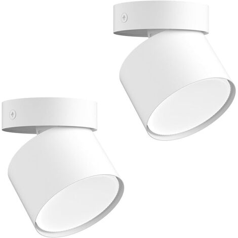 2 Pièces Spots Plafond Orientable Spot en Saillie, Douille GX53, Plafonnier Spot Ronde en Aluminium Intérieur, 81 x 79 mm, Ampoule non Incluse, Blanc
