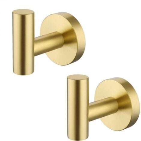 2 pieces stainless steel bathroom wall hooks coat rack made of brushed brass