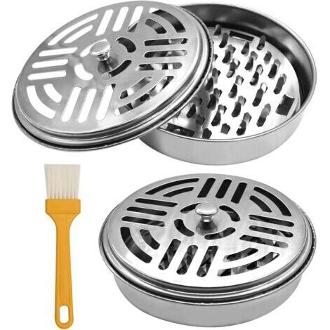 2 Pièces Support Bobine Moustique avec Couvercle, Supports Portable Anti-Moustique Acier Inoxydable pour Bobines de Maison, Jardin, Camping, Pêche, Voyage, Extérieur