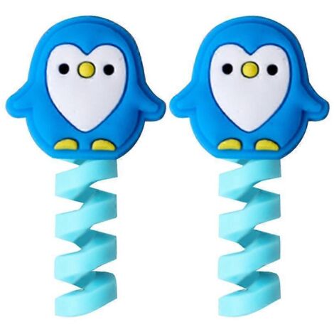 2 Pièces Support Câble Silicone pour Chargeur USB, Souris, Casque - Design Pingouin