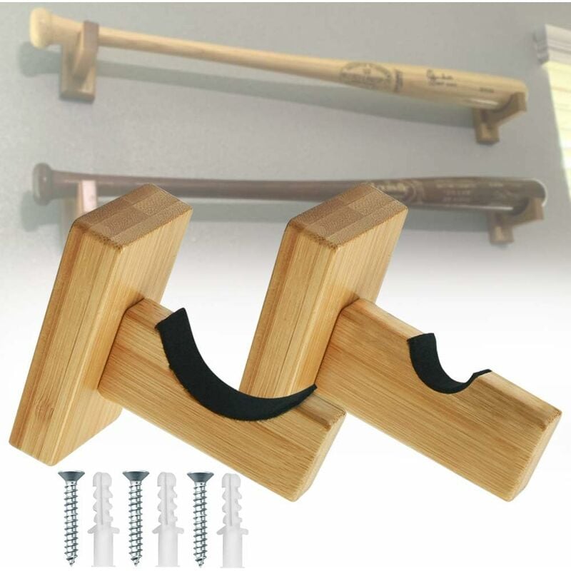 Fei Yu - 2 pièces support de batte de baseball mural support de batte de baseball en bois brun présentoir avec vis