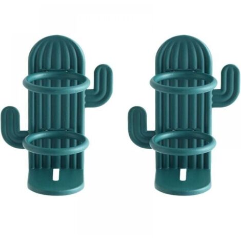 2 Pièces Support de Brosse à Dents Électrique avec Conception Ventilée, Porte Brosse à Dents Mural Adhesif, Support Brosse à Dents sans Perçage, Cactus Porte-Brosse à Dents en Plastique