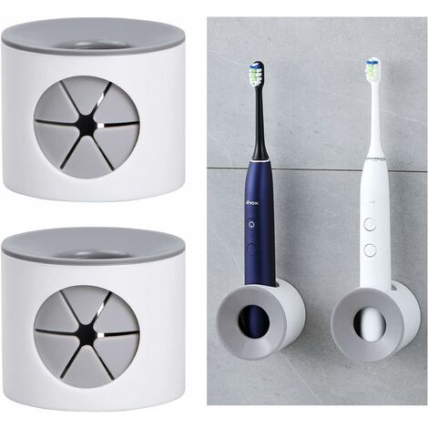 2 Pièces Support de Brosse à Dents Électrique, Porte Brosse à Dents Electrique Mural, Porte-Brosse Dents Électrique Auto-Adhésif, Organisateur de Brosse à Dents-HARRY