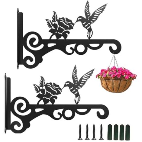 2 Pièces Support de Suspension pour Paniers à Plantes, Lanternes ou Cages à Oiseaux – Fixation Murale avec Vis – Design Robuste et Élégant