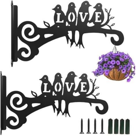 2 Pièces Support de Suspension pour Paniers à Plantes, Lanternes ou Cages à Oiseaux – Fixation Murale avec Vis – Pour Jardin Suspendu