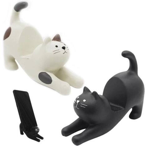 2 Pièces Support de Téléphone Portable, Supports pour Smartphone en Forme Chat, Support TéLéphone Portable, Support de Téléphone Universel, pour Maison, Salon, Bureau, Dortoir et école, 2 Couleurs