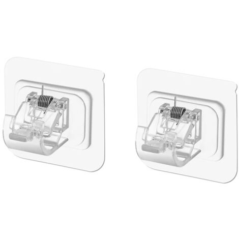2 Pièces Support de Tringle à Rideau Autocollant Transparent Solide en ABS Réglable pour Maison Bureau Fixation