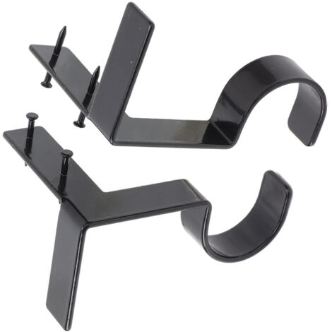 2 pièces support de tringle à rideau en acier 20lb portant une installation facile crochets de tringle à rideau simples pour bureau à domicile noir
