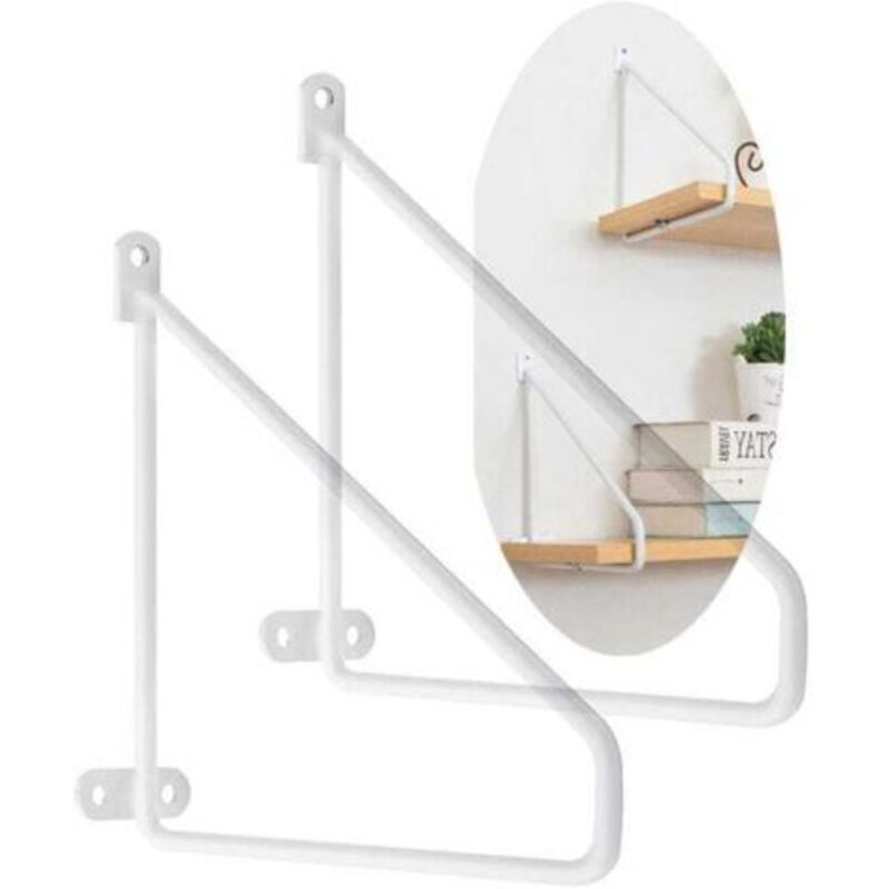 2 pièces Support d'étagère Acier massif,Support Etagere triangulaire Equerre Murale de cloison murale trépied Cadre Tablette Flottante (25cm,White)