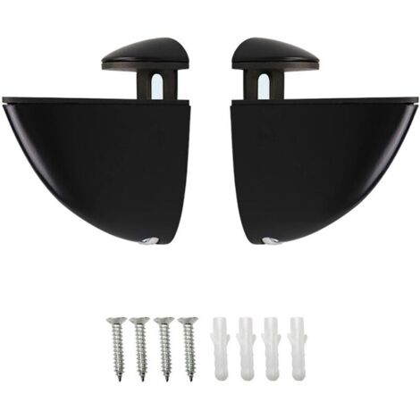 2 Pièces Support D'étagère en Verre, Clips Verre, Supports D'étagère en Verre Réglables pour étagères en Verre et Bois 2-21 MM, Surface Polie Noire avec vis de Montage