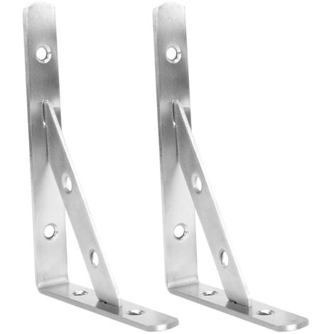 2 Pièces Support d'Étagère Murale en Acier Inoxydable, Support de Table Triangulaire