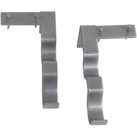 2 Pièces Support Double pour Tringle à Rideau en Acier, Portée 9kg, Montage Facile, Crochets Argent pour Bureau ou Maison