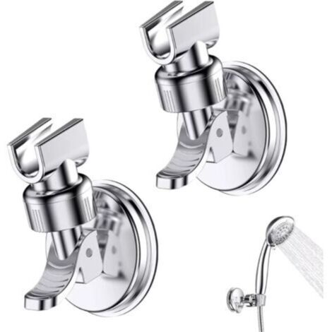 2 Pièces Support Douchette Ventouse. Support de Douche à Rotation 360 °. Support de pomme de douche réglable amovible. Convient pour la salle de bain de l'hôtel. pas besoin de percer (Argent)