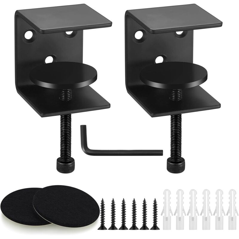 2 Pièces Support Étagere pour Murale Fixation, Support d'Angle d'étagère Murale en Métal, Pinces de Table Réglables pour Étagère Salle de Bain