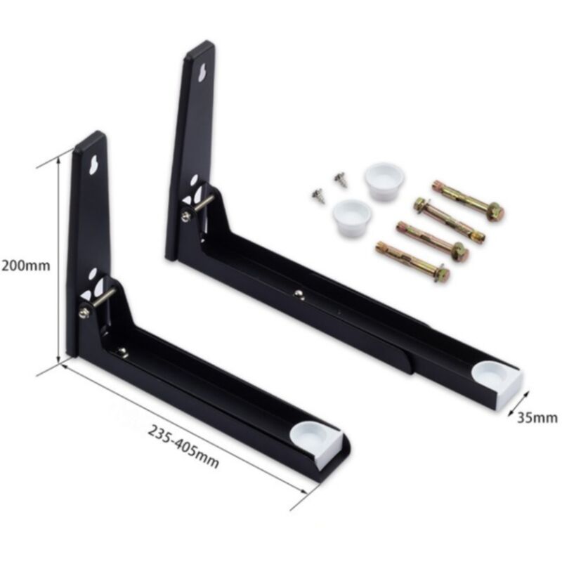 2 Pièces Support Micro Onde en Acier Inoxydable, Support Mural Micro Onde Pliable, Etagere Murale pour Micro Onde Extensible, Support Micro Onde