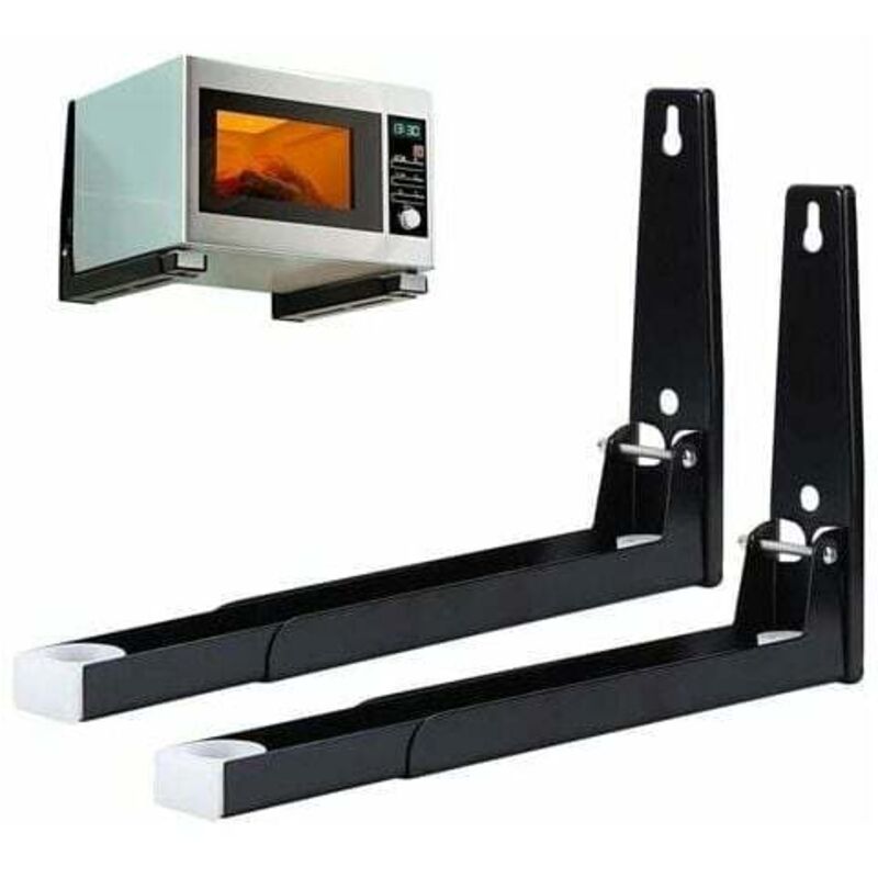 2 Pièces Support Micro Ondes avec , Acier Micro-Ondes Support, Installation Murale Micro-Ondes Support, Support Mural Étagère pour Micro Ondes, pour