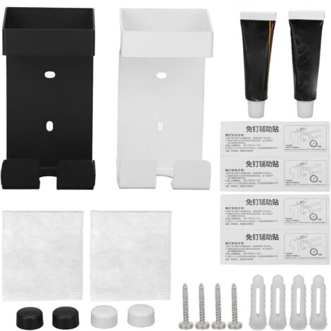 2 pièces Support mural pour fer à friser, rangement élégant en acier inoxydable pour salle de bain, couleur noir et blanc