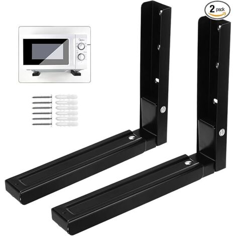 2 Pièces Support Mural Pour Micro Ondes, Supports Micro Ondes, Universel Support pour Four à Micro Ondes, Comprend 6 Vis， Utilisé pour Soutenir les Fours à Micro Ondes (Noir)