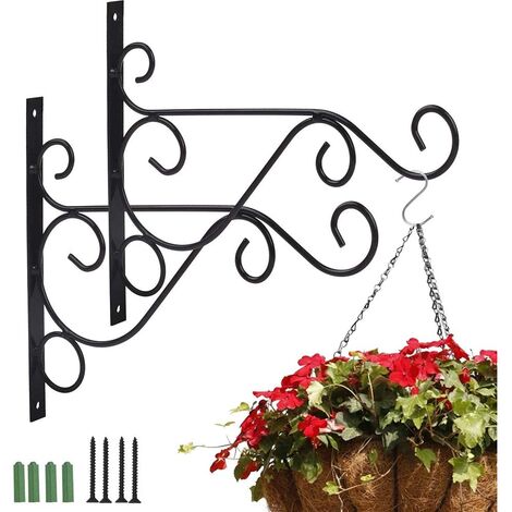 2 Pièces Support Plante Mural Balcon, Crochet de Suspension en Fer Forgé, Crochets Suspension de Plante avec Vis, pour Jardin Balcon Lanterne Plants Déco avec 56Vingt