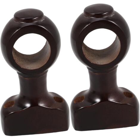2 Pièces - Support Tringle Rideau - Bois Brun Foncé - Compatible Simple Et Double - Fixation Murale Robuste Pour Salon Chambre Salle De Bain - 28 Cm