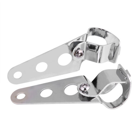2 pièces Supports de Phare Moto Fourche Racer 28-34mm pour Honda Kawasaki Yamaha (Argent)