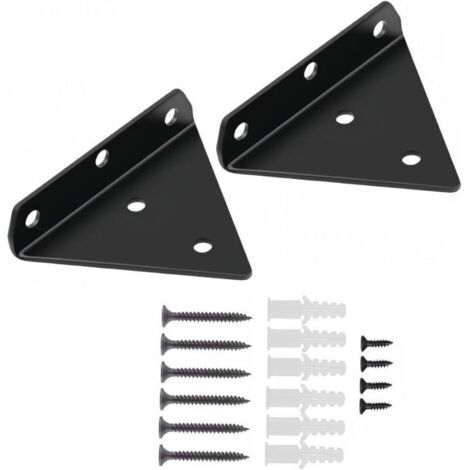 2 Pièces Supports D'étagère Flottants, Supports à Tablettes Muraux Triangulaires Invisibles Equerre Etagere Murale 80x100mm, Noir