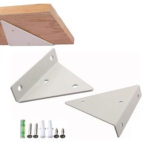 2 Pièces Supports Equerre Etagere,Console pour étagère ,Supports Etagere Dissimulé Invisible,Support Etageres Murales Triangle, Pour Chambre À Coucher Salon (Blanc)