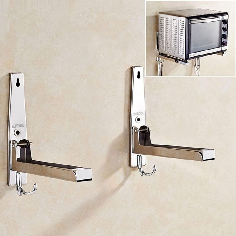 2 Pièces Supports Micro Ondes en 304 Acier Inoxydable,Support pour Four à Micro-Ondes ，Etagere Micro Onde Acier Inoxydable，Micro Ondes avec Bras