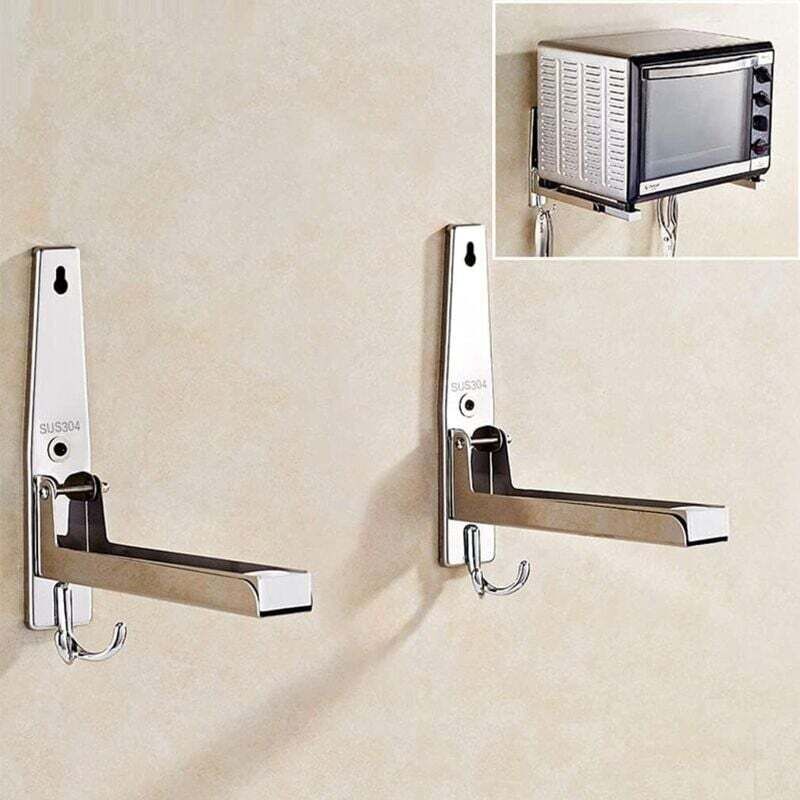 2 Pièces Supports Micro Ondes en 304 Acier Inoxydable,Support pour Four à Micro-Ondes ，Etagere Micro Onde Acier Inoxydable，Micro Ondes avec Bras