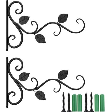 2 Pièces Supports Muraux de Jardin en fer Forgé, Crochet de Plante de Supports de Panier Suspendu Crochets de Supports de Suspension Murale pour Lanternes de Pots de Fleurs de Panier de Plantes