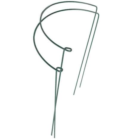 2 Pièces Supports pour Plantes, Arceaux Métalliques Jardin (25cm Large x 40cm Haut) Vert, Tuteurs Demi-Ronds pour Tomates, Hortensias et Pivoines en Intérieur/Extérieur