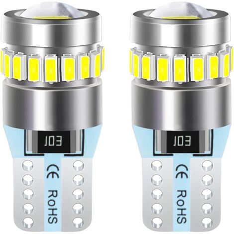 2 Pieces T10 W5W LED 194 Ampoule voiture 12V 6000k(Blanc) Ampoule de Remplacement,168 Ampoule LED,2825 T10 Ampoule LED W5W,LED Interior Car Lights,Ampoule W5W LED,Ampoules LED Pour Voiture