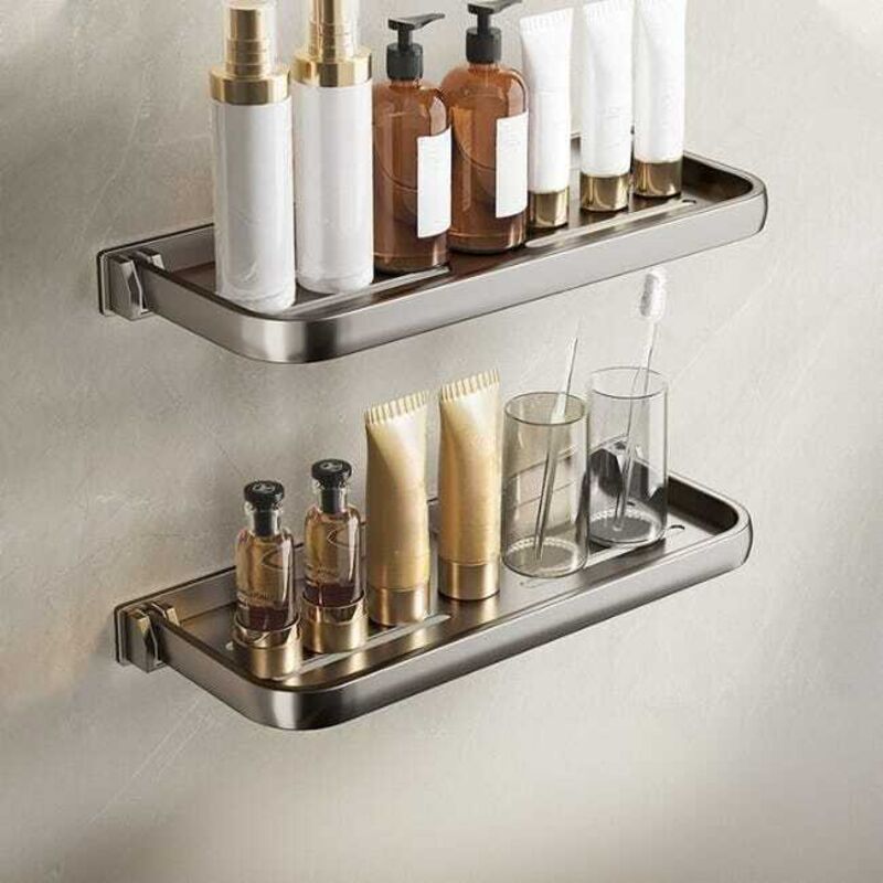 2 pièces, Tablette de salle de bain pliante de 50 cm, Étagère pliable pour salle de bain, étagère murale sans perçage, rangement pour lavabo, gris