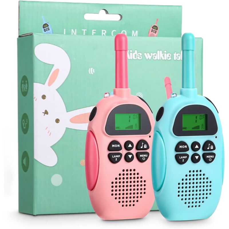 2 Pièces Talkie Walkie Enfants,Talkie Walkie Rechargeable,Exterieur Jouet pour Enfants, 22 Canaux,avec Écran LCD Rétro-Éclairé Fonction VOX,Cadeau