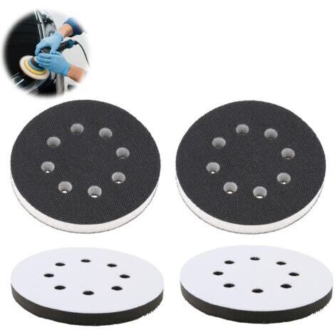 2 Pièces Tampon Interface 125mm à 8 Trous en Mousse Souple pour Rondes, Tampons de Polissage de 125 mm, Tampon Interface en Éponge, pour Disques de Ponçage et Assiettes de Polissage