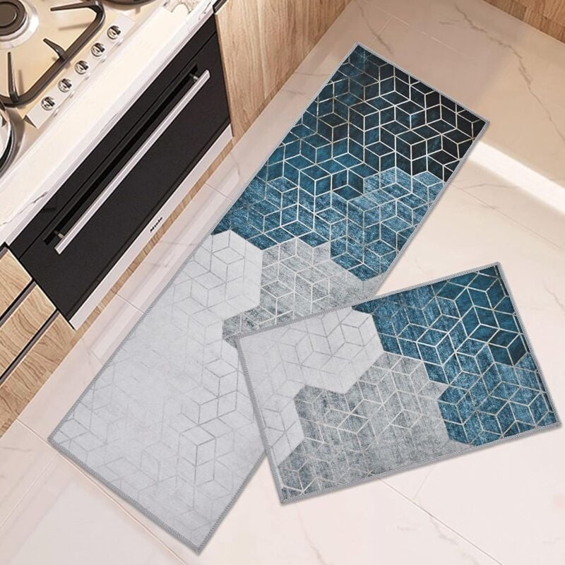 2 pièces tapis de cuisine tapis d'évier de cuisine antidérapant tapis de bain moderne absorbant 4060cm + 40120cm Fei Yu