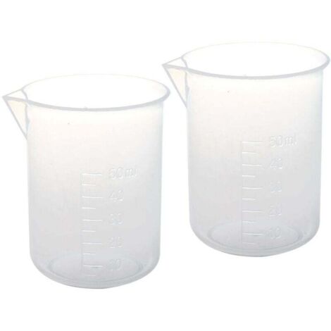 2 Pièces Tasse à Mesurer Transparente 50 Ml en Plastique pour Liquide de Laboratoire