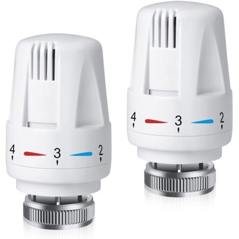 2 pièces tête thermostatique, m30 x 1.5, 5 niveaux, alliage et plastique, pour radiateur maison bureau