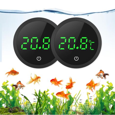 2 Pièces Thermomètre d'Aquarium, LCD Numérique d'Aquarium Haute Précision 0,1℃ avec Boutons Tactiles, Batterie Remplaçable pour Aquarium à Tortues et en Verre Tropical - Noir 2PCS