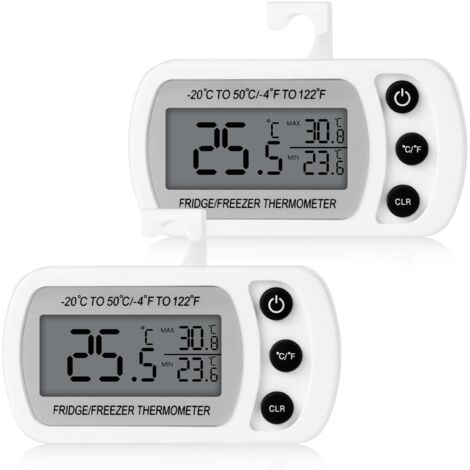 2 Pièces Thermometre Frigo Numérique, Magnétique Thermomètre Cuisine pour Refrigerateur avec Crochet, Écran LCD Facile à Lire, pour Restaurants, Bars, Cafés