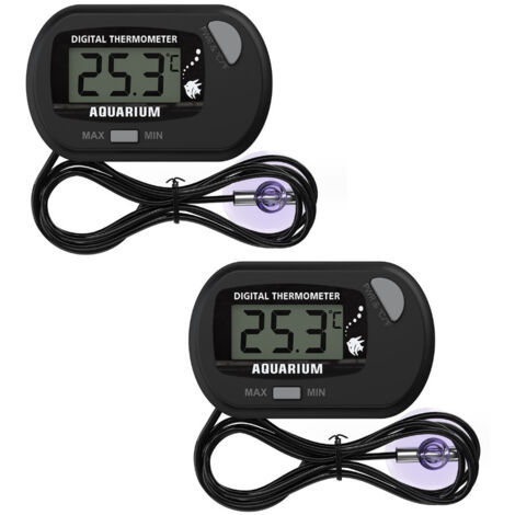 (2 pièces) Thermomètre numérique LCD pour aquarium avec ventouses et sonde étanche