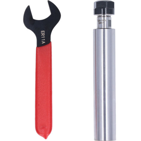 2 Pièces Tige de Prolongation pour Fraiseuse C20 Porte‑outil à Queue Droite avec Clé, Longueur 100mm, Kit ER11A