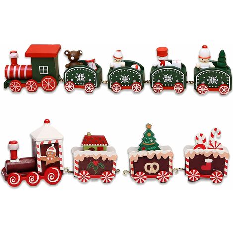 Mini Train en bois de décoration de noël, 2 pièces, Design de couleurs  vives, cadeau pour amis, jouets pour enfants, décor de maternelle