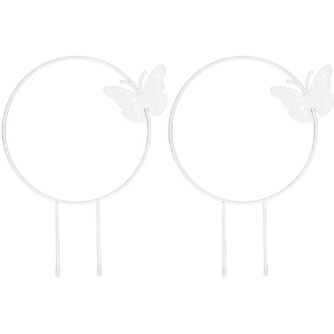 2 Pièces Treillis Papillon Jardin en Fer Forgé pour Plantes Grimpantes en Pot, Support Décoratif Fleurs Rond