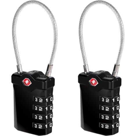 2 Pièces TSA Cadenas Valise, 4 Chiffres Cadenas Code Serrures à Bagages, Cadenas Valise Avion Cadenas Voyage pour Bagage Sac à Dos Casier (Noir)