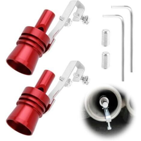 2 Pièces Turbo Whistle, Sifflet Tuyau d'Échappement de Voiture Taille XL, Blow-off Turbo Sound Simulator en Aluminium, Accessoire de Voiture Universel pour Modification(Rouge)