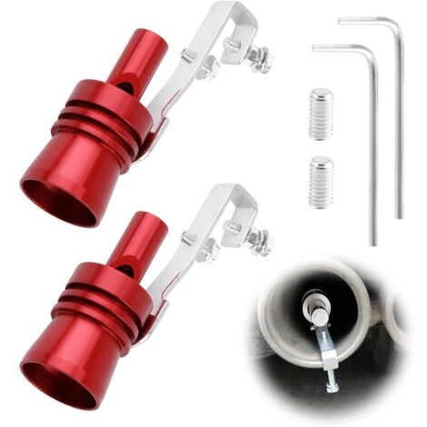 2 Pièces Turbo Whistle, Sifflet Tuyau d'Échappement de Voiture Taille XL, Blow-off Turbo Sound Simulator en Aluminium, Accessoire de Voiture Universel pour Modification(Rouge)