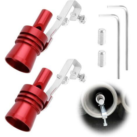 2 Pièces Turbo Whistle, Sifflet Tuyau d'Échappement de Voiture Taille XL, Blow-off Turbo Sound Simulator en Aluminium, Accessoire de Voiture Universel pour Modification(Rouge)