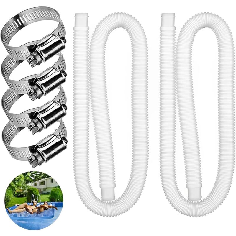 Ineasicer - 2 Pièces Tuyau de Rechange pour Piscine Hors Sol Terre Tuyau de Remplacement de Pompe de Filtre de Piscine(59x1.25 inch)